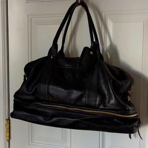 Sole Society Black Leather Weekender Carry-on Travel Bag